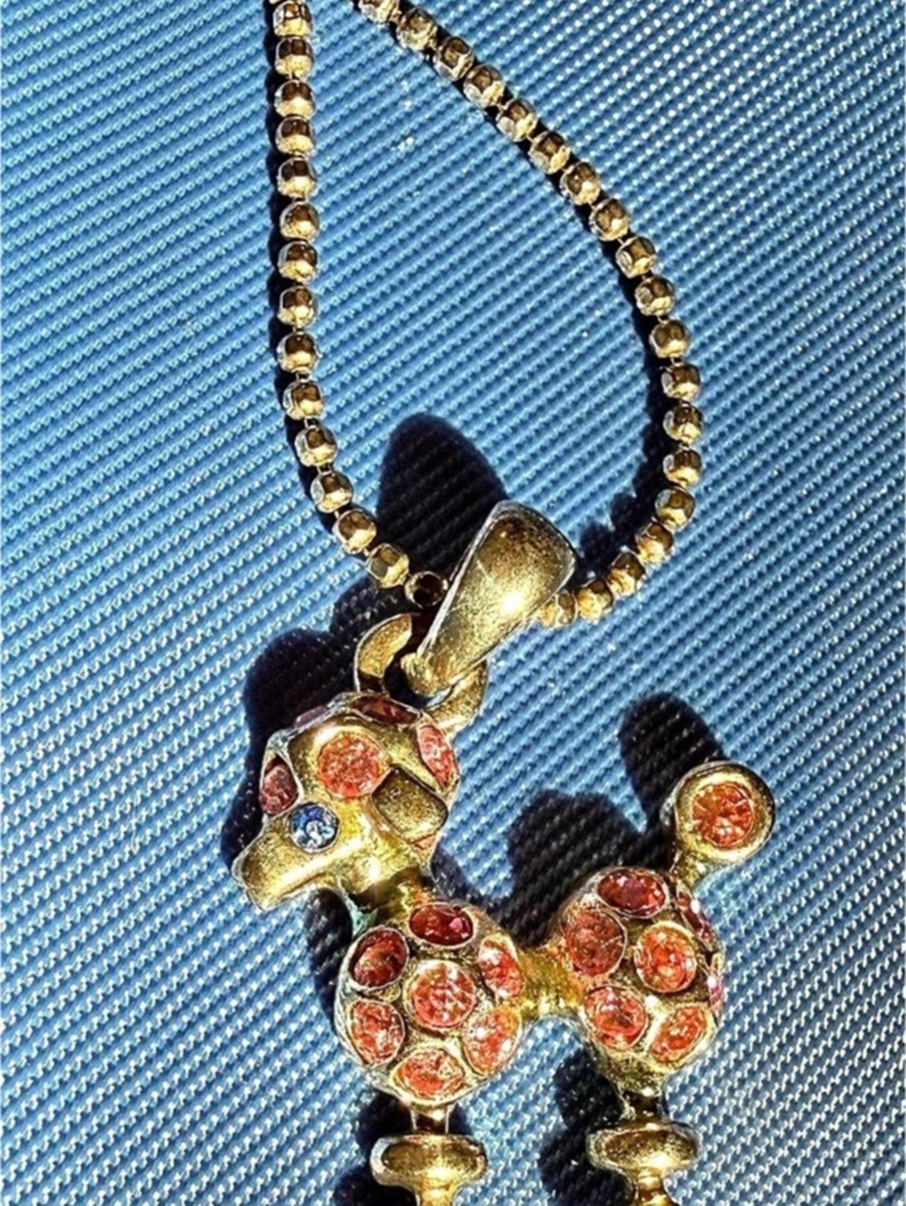 Vintage AVON Poodle Rhinestone Pendant Necklace